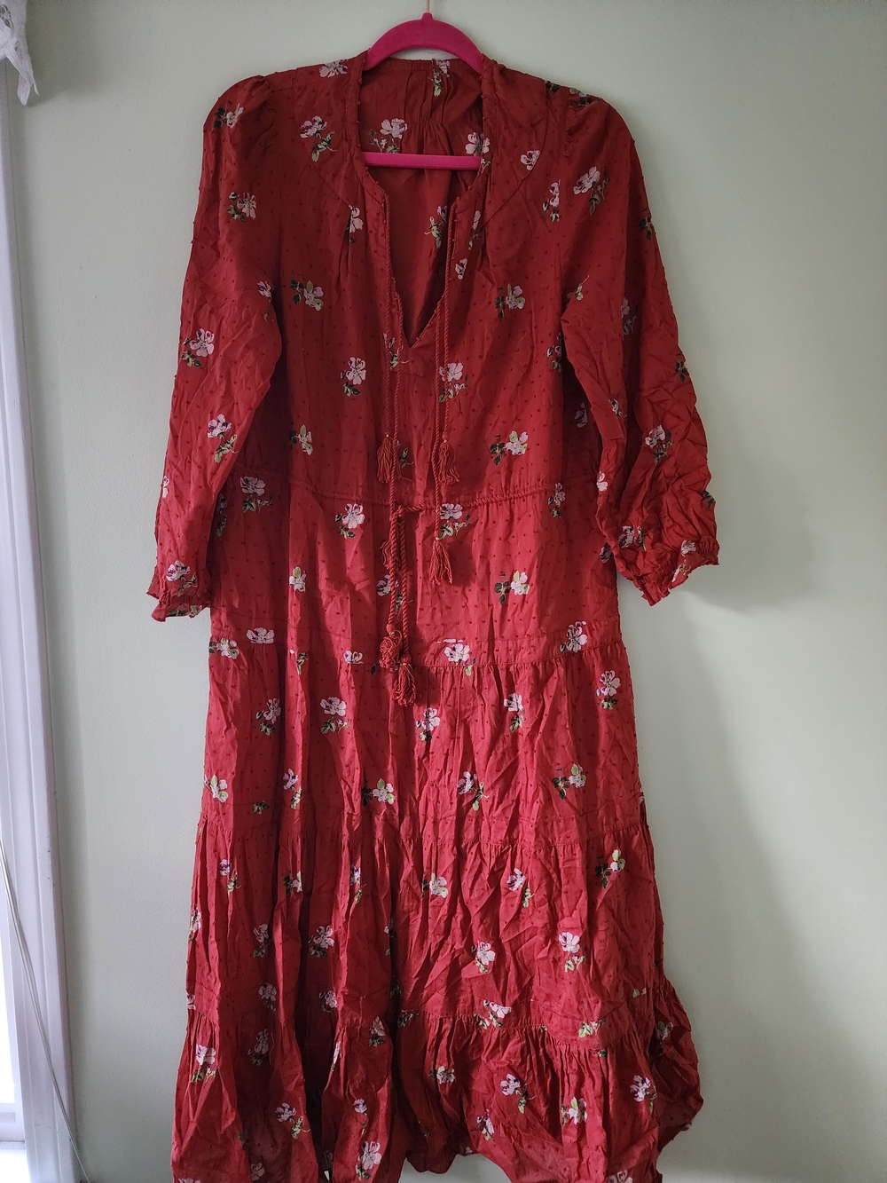 Ulla Johnson Red Floral Tie-Front Maxi Dress